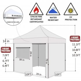 Eurmax Canopy 10' x 10' White Pop-up and Instant Outdoor Canopy with 4 Zipper Sidewalls
