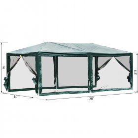 Outsunny 10' x 20' Commercial Event Party Wedding Gazebo with Removable Netting Mesh Sidewalls, Green