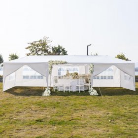 Zimtown 10'x30' Canopy Party Wedding Tent Event Tent Outdoor Gazebo White 8 Sidewalls 118.11"