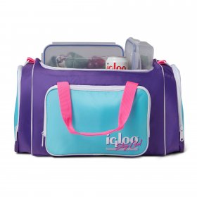 Igloo 24 Can Retro Duffel Bag Soft Cooler, Purple and Aqua