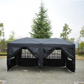 Zimtown Outdoor Easy Pop Up Tent Party Canopy Gazebo with 6 Walls 10' x 20' Black