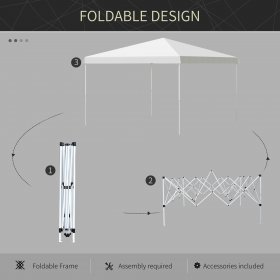 Outsunny 13' x 13' Pop-Up Gazebo Tent with 3-Level Adjustable Height, Instant Canopy Sun Shade Shelter Folding, with Waterproof, UV Resistant Top, Carry Bag for Camping, Parties, White