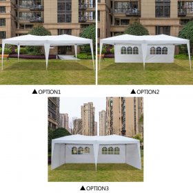 Zimtown 10' x 20' Ez Pop Up Party Tent Patio Wedding Canopy Gazebo Pavilion Car Tent W/4 Side Walls, White