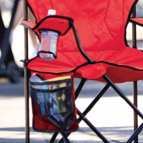 Coleman Camping Chair with Built-In 4-Can Cooler, Red
