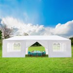 Zimtown 10'x30' canopies Outdoor White Canopy Screen Sun Shelters Houses Gazebos with 8 Sidewalls