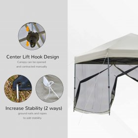 Outsunny 10' x 10' Outdoor Pop up Party Tent Canopy, Beige, Pop up Tent