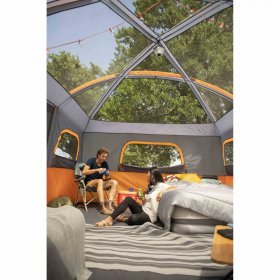 Core Equipment 12-Person 2-Room Straight Wall Cabin Camping Tent- Orange