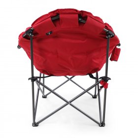 Alpha Camp Oversized Foldable Club Camping Chair Saucer Padded Moon Round Chair With Cup Holder, Red
