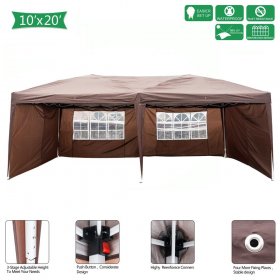 Zimtown 10' x 20' Pop up Canopy Tent Instant w/4 with Carry Bag Coffee