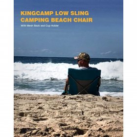 KingCamp Backpack Beach Camping Chairs Folding Low Back Chairs with Cup Holder for Adults Blue