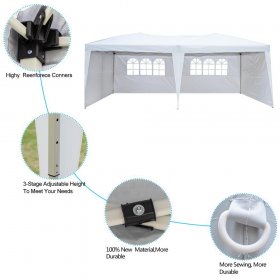 Zimtown 10' x 20' Ez Pop Up Party Tent Patio Wedding Canopy Gazebo Pavilion Car Tent W/4 Side Walls, White