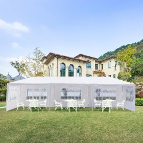 Zimtown 10'x30' White Event Canopies Install Gazebo Wedding Party Tent with Removable Sidewall Outdoor